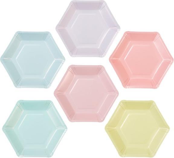 Image du produit TALKING TABLES Assiettes de fête hexagonales pastel (12 x)