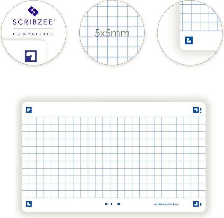 Image du produit Oxford Fiches Flash 2.0, 75 x 125 mm, quadrillées blanc, 250 g/qm, coins arrondis, certifiées PEFC (75 x 125 mm, 250 g/m², 64 x)