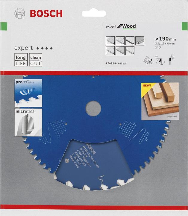 Actual product image Bosch Professional Zubehör Circular saw blade Expert for Wood, 190 x 30 x 2.6 mm, 24