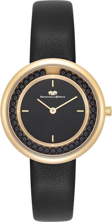 Damen Quarzuhr Pearl Echtleder Schwarz - 33876 (Analoguhr, 32 mm)