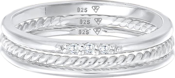 Image du produit Elli Bague en ruban, bague en cristal, ensemble de bagues (56, Argent 925)