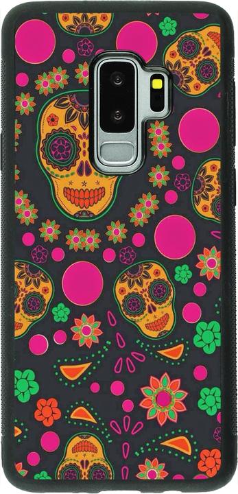 Produktbild PhoneLook Hülle Silikon schwarz Halloween 22 colorful mexican skulls (Samsung Galaxy S9+)
