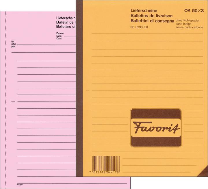 Image du produit Favorit Cahier autocopiant Bulletins de livraison avec papier autocopiant (150 x)