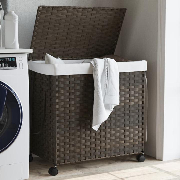 Produktbild VidaXL Wäschekorb mit Rollen Dunkelbraun 60x35x60,5 cm