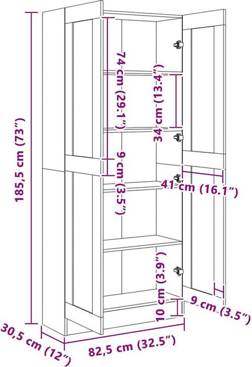 Produktbild VidaXL Bücherregal (82.5 x 30.5 x 185.5 cm)