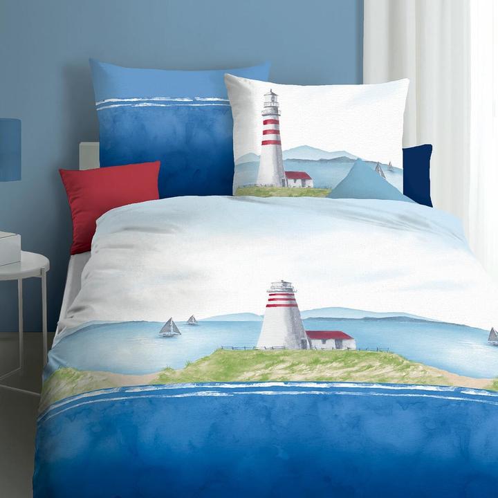 Produktbild Kaeppel Seersucker Bettwäsche Lighthouse marine (Bettwäsche Set, 135x200 cm + 80x80 cm)