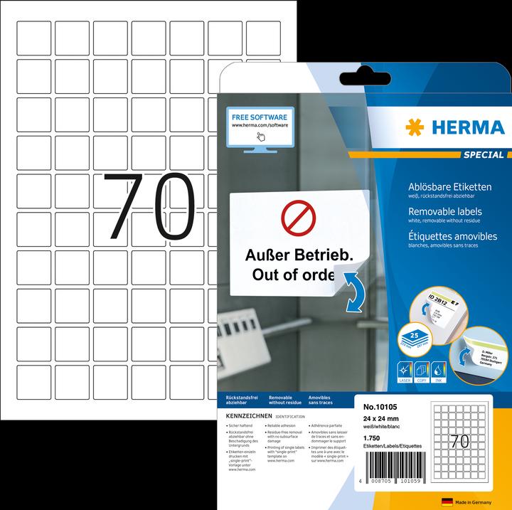 Actual product image HERMA A4 removable labels
