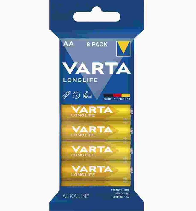 Actual product image Varta 1x8 Longlife AA LR 6 Film packaging (8 pcs., AA, 2800 mAh)