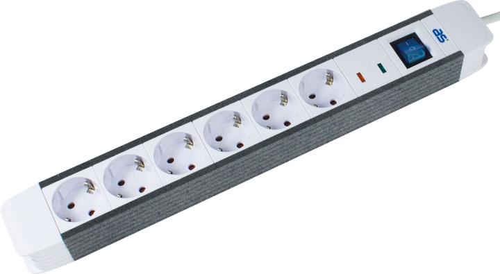 Actual product image As - Schwabe 18666 Surge protection socket strip white/black Protective contact (6 x, CEE 7/3, 1.50 m)