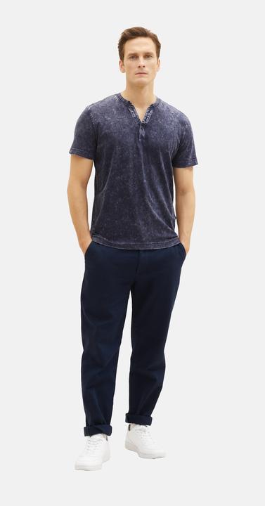 Actual product image Tom Tailor T-Shirt Kurzarmshirt mit Henley-Ausschnitt und ausgewaschener Optik (L)