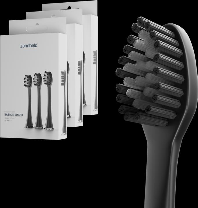 Actual product image Zahnheld Brush head Basic Medium 9x Black (9 x)