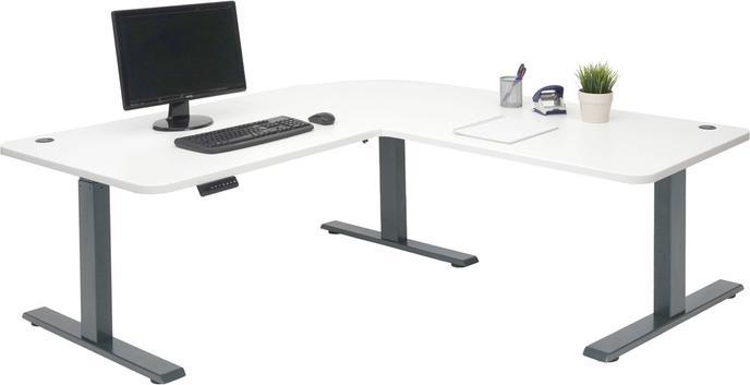Produktbild Swisshandel24 Eck-Schreibtisch, Computertisch, elektrisch höhenverstellbar 178x178cm 84kg weiss, anthrazit-grau