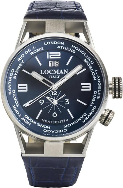 Image du produit Locman Italy Montre Montecristo World Dual Time bleue 44 mm Ref. 0508A02S (Montre analogique, 44 mm)
