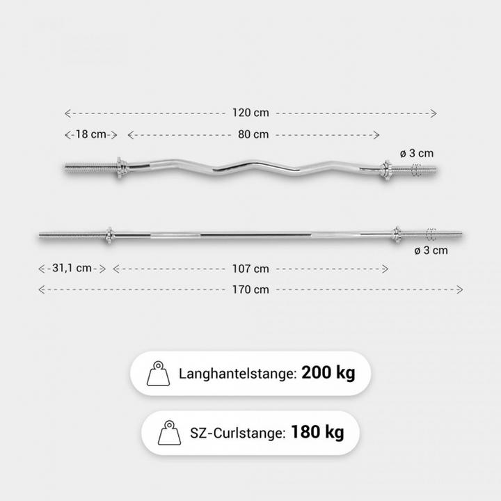 Image du produit Gorilla Sports Barre d'haltère long et barre Sz Curl