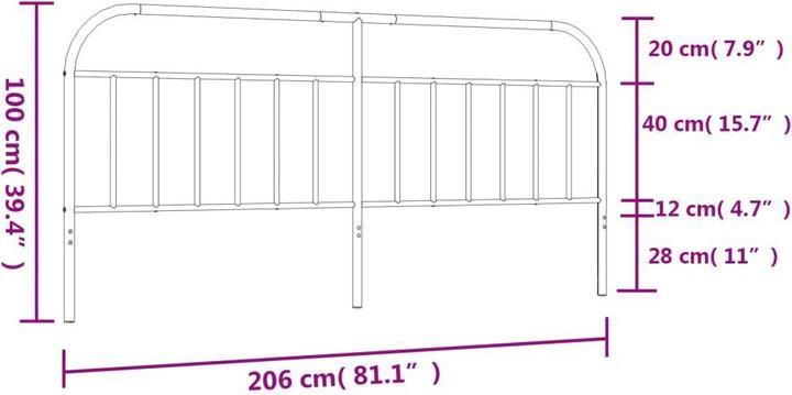 Image du produit VidaXL Kopfteil Metall Weiss 200 cm, Farbe: Weiss (206 x 3 x 100 cm)