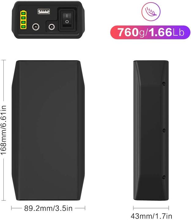 Actual product image TalentCell Powerbank 12.8V, 6.5Ah, 82.2Wh with charger (6500 mAh, 276480000 W, 82.20 Wh)