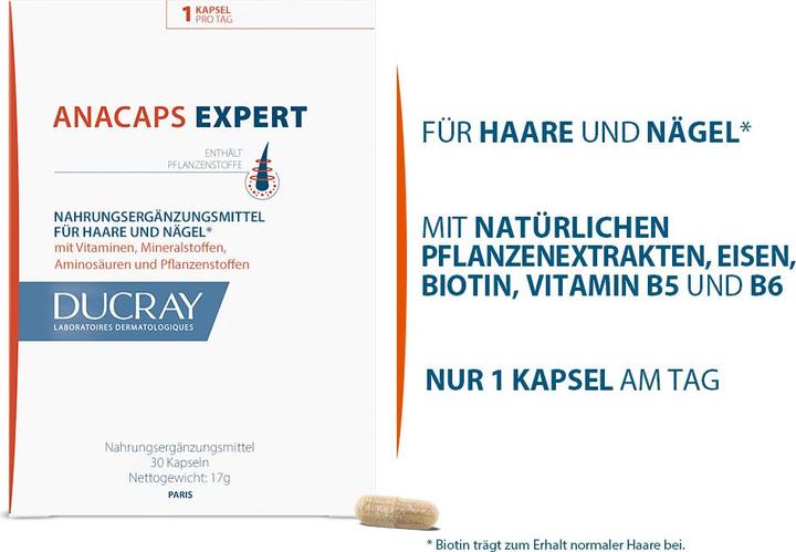 Nährwerte und Zutaten Pierre Fabre Ducray Anacaps Experte, 30 Kapseln (Körperlotion)