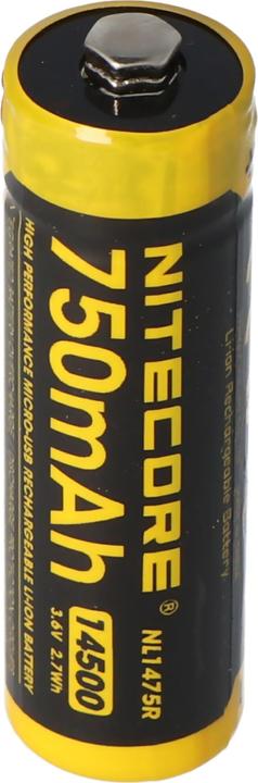 Actual product image Nitecore Li-Ion battery type 14500 - 750mAh - NL1475R