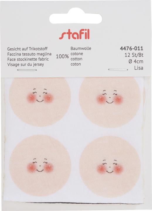 Produktbild Stafil Gesichter auf Trikotstoff "Lisa", Ø 4 cm