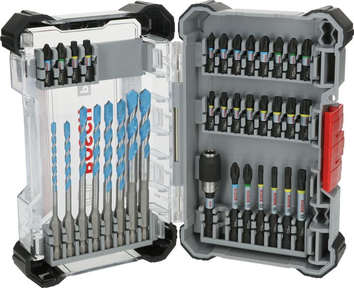 Productafbeelding Bosch Professional Zubehör PRO Slagschroevendraaier Bits en Multi Bouwboor Gemengd Set (PH1, PH2, PH3, PZ2, PZ3, 4 mm, T30, T40, 3 mm, 5 mm, 6 mm, 8 mm, T15, T20, T25)