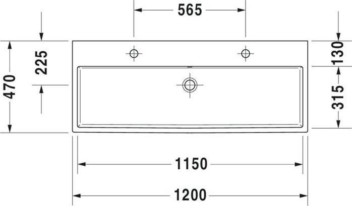 Image du produit Duravit Lavabo VERO AIR m HLB 2 HL 1200x470mm sans trop-plein blanc (470 mm, 1200 mm)