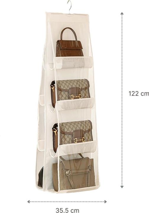 Immagine prodotto Hermex Borsa portaoggetti appesa Organizzatore per borse 8 scomparti Bianco
