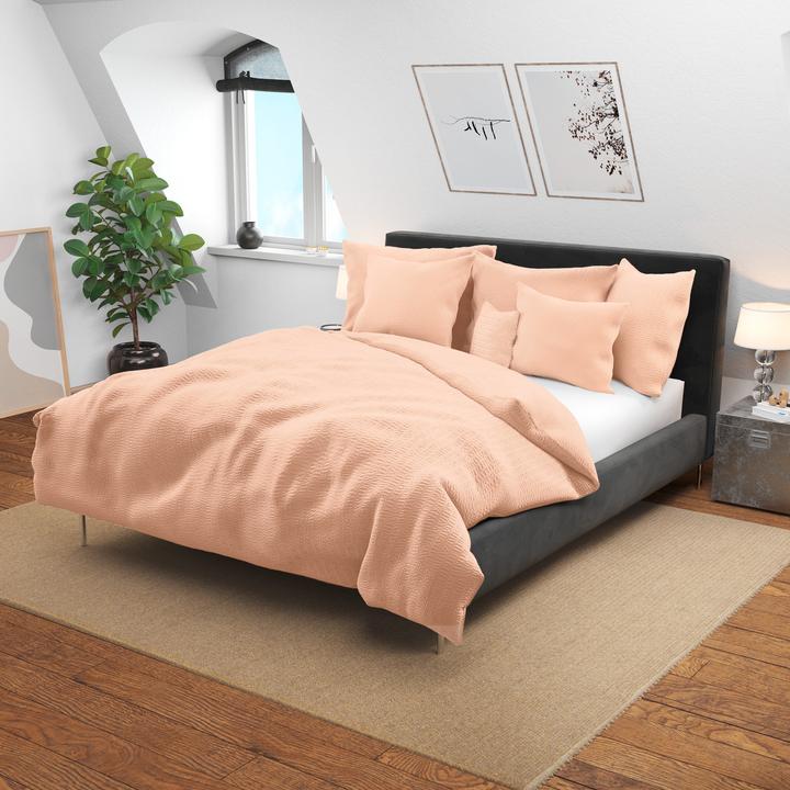 Immagine prodotto Lotus Bettwaren Biancheria da letto in raso Seersucker uni (Copricuscino, 65 x 100 cm)