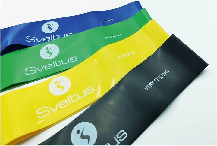 Actual product image Sveltus Aerobic Latexbänder 4er-Set (0.25 m, Easy, Medium, Strong, Extra strength)