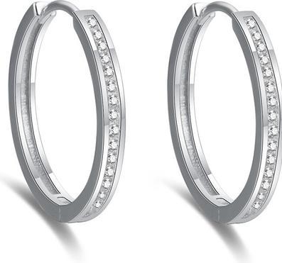 Beneto Elegant round earrings made of silver AGUC2270 - Diameter: 3 cm (L)