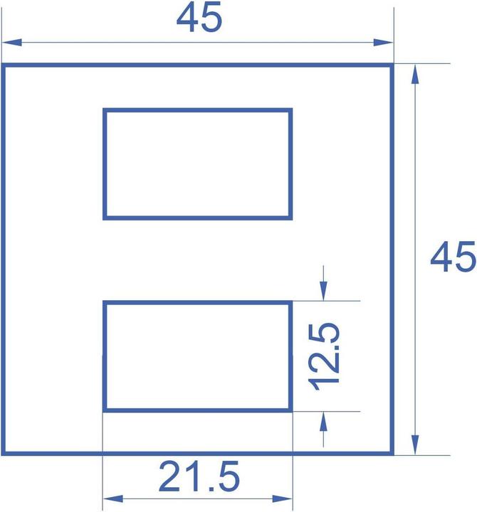Produktbild Delock Easy 45 Modulblende 2 x Rechteck-Ausschnitt 12,5 x 21,5 mm, 45 x 45 mm 5 Stück schwarz