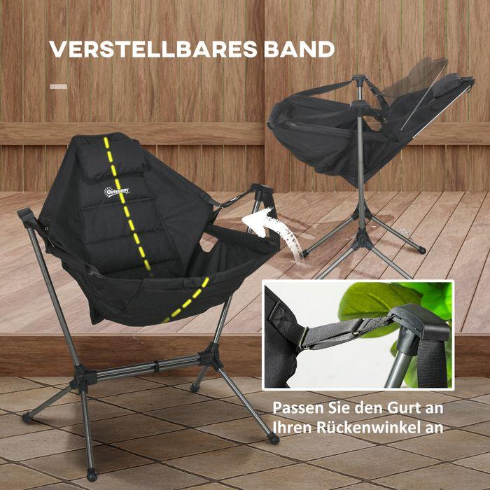 Produktbild Swisshandel24 Camping-Schaukelstuhl, faltbar, verstellbare Rückenlehne, Aluminiumrahmen, 54x100x101cm, Schwarz