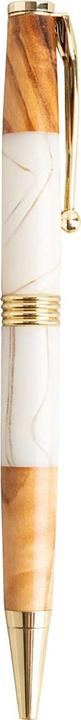 Immagine prodotto Natura Punto Biro Olive in legno con dettagli in metallo e resina, marrone, bianco, oro (Bianco, Marrone, Oro)