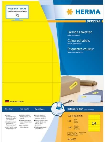 Produktbild HERMA Farbige Etiketten A4