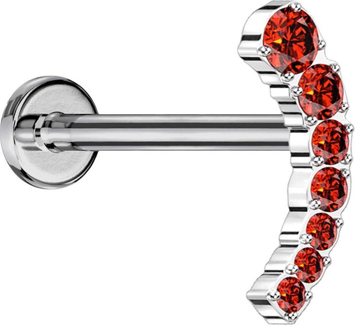 Actual product image Star Piercing Flesh Tunnel Fire Red with Swarovski Crystal red and Epoxy Protective Layer (without brassTitanium G23, without brass 316L surgical steel)