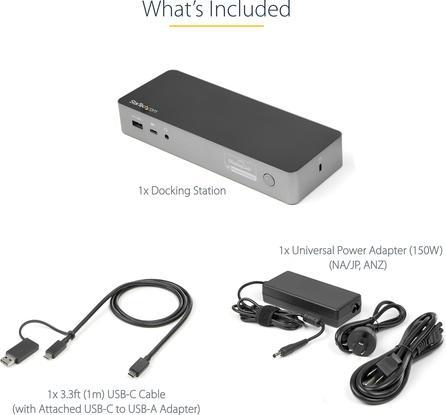Actual product image StarTech .com Universal Laptop Docking Station USB-C & USB 3.0 2x4K 100W PD (Docking port (proprietary), 3 Ports)