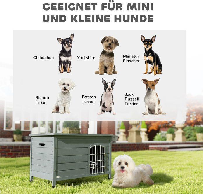 Produktbild Swisshandel24 Hundehütte Hundehaus mit Tür Hundebox Gitterbox für Katzen Tanne Grau (Hundehütte)