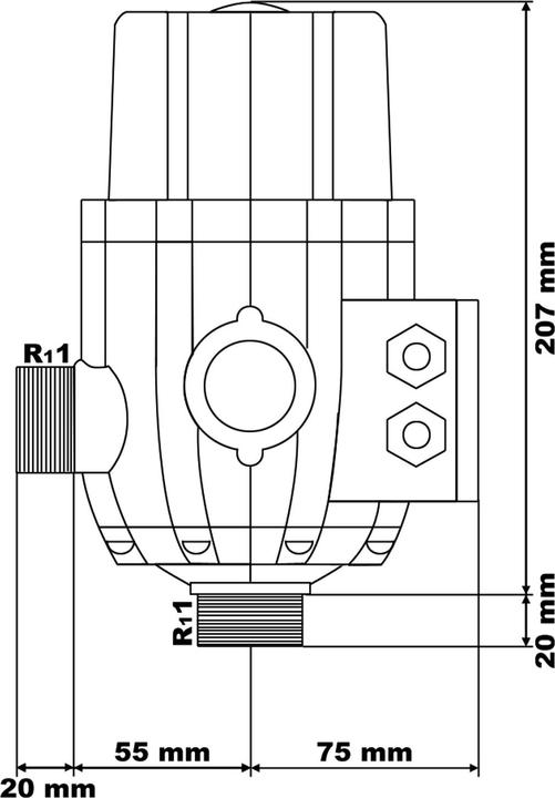 Immagine prodotto Wiltec Pressostato EPC-2 230V con 2 cavi per acquedotti e pompe domestiche con protezione contro il (Pompa acqua sanitaria)