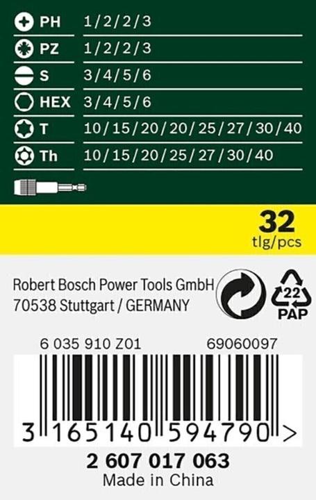 Actual product image Bosch Zubehör Screwdriver bit set with colour coding (Hexagon socket TX M10, Hexagon socket TX M15, Hexagon socket TX M20, Hexagon socket TX M30, Cross Phillips PH M1, Cross Phillips PH M2, Hexagon socket TX M25, Hexagon socket TX M27, Hexagon socket TX M40, Cross Pozidriv PZ M1, Cross Pozidriv PZ M2, Cross Phillips PH M3, Cross Pozidriv PZ M3)