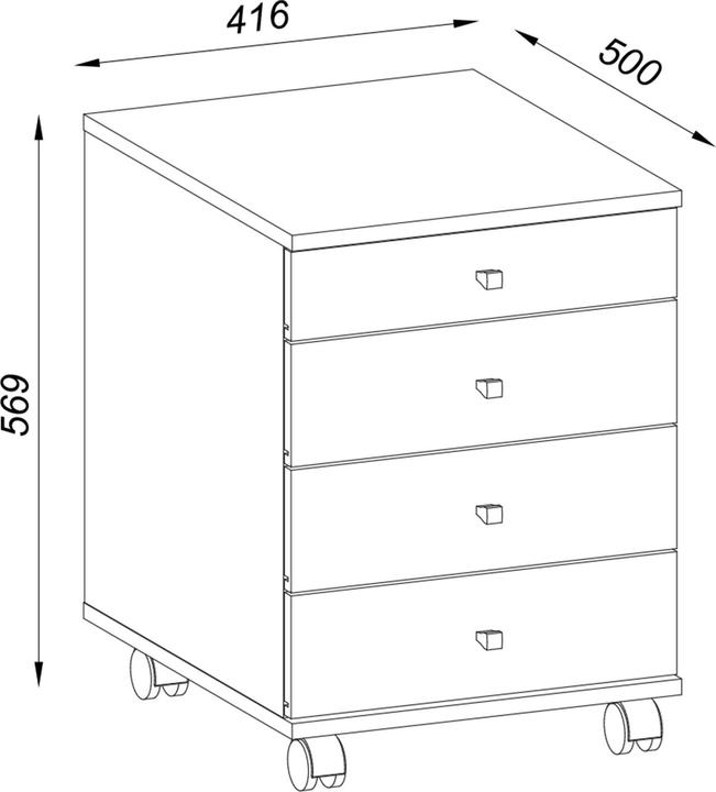 Produktbild VCM Holz Büroschrank Rollcontainer Lona mit Schublade (42 x 50 x 57 cm)
