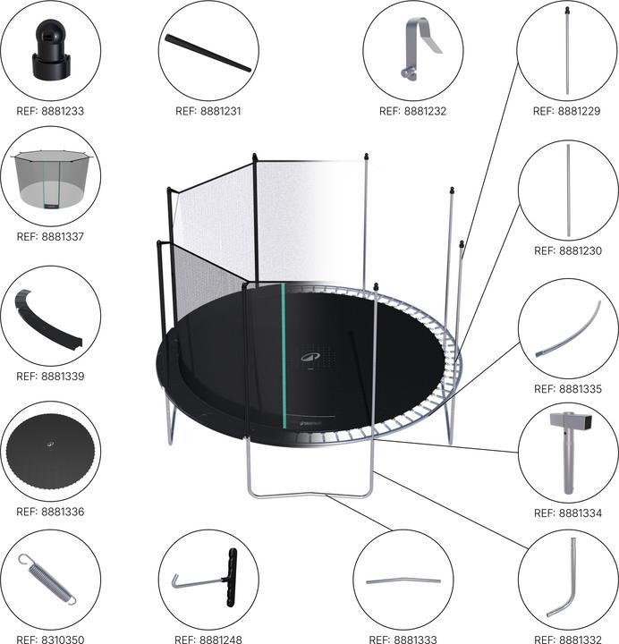 Domyos Trampolino con rete di sicurezza Montaggio senza attrezzi - 360