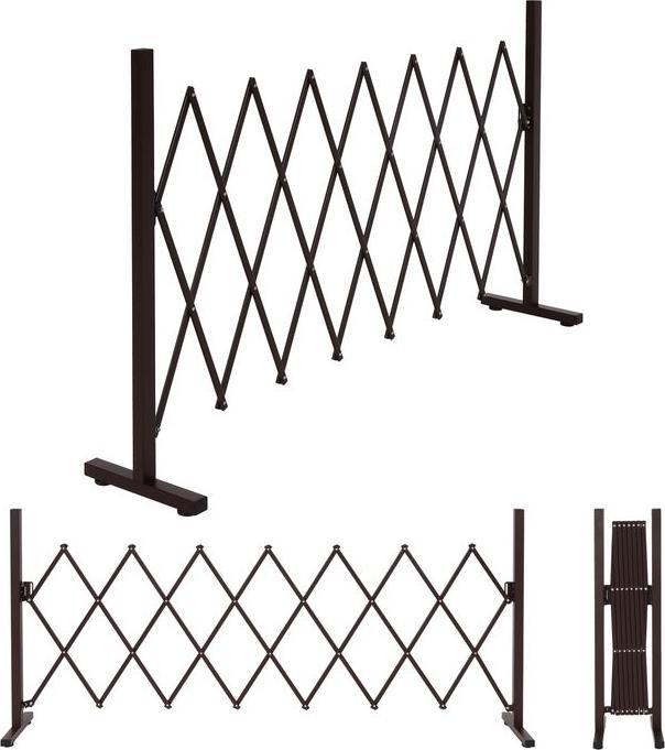 Image du produit Mendler Barrière en aluminium HWC-K56, extensible pivotante en acier 103x31-200x31cm, marron