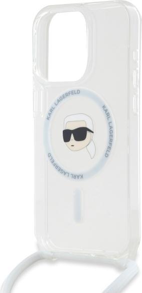 Actual product image Karl Lagerfeld KLHMP16XHCKHNT iPhone 16 Pro Max 6.9" hardcase transparent Crossbody IML Karl Head (Apple iPhone 16 Pro Max)
