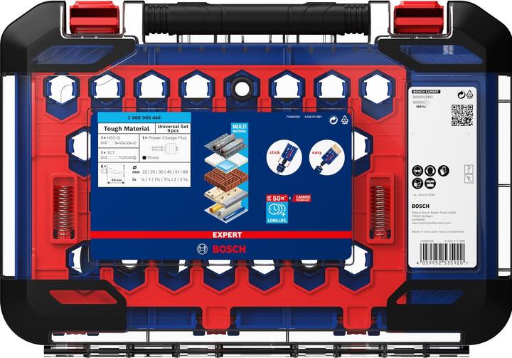 Produktbild Bosch Professional Zubehör EXPERT Tough Material Lochsäge-Set, 22/25/35/40/51/68 mm, 9-tlg. (51 mm, 22 mm, 68 mm, 35 mm, 40 mm, 25 mm)