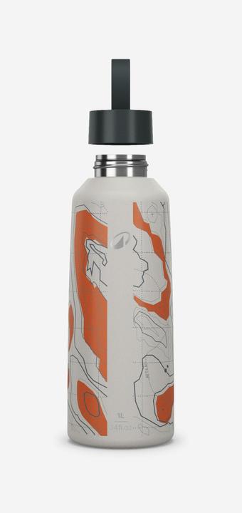 Immagine prodotto Quechua Trinkflasche 1 l Edelstahl Schraubverschluss Wandern - 100 Karte/rot (1 l)