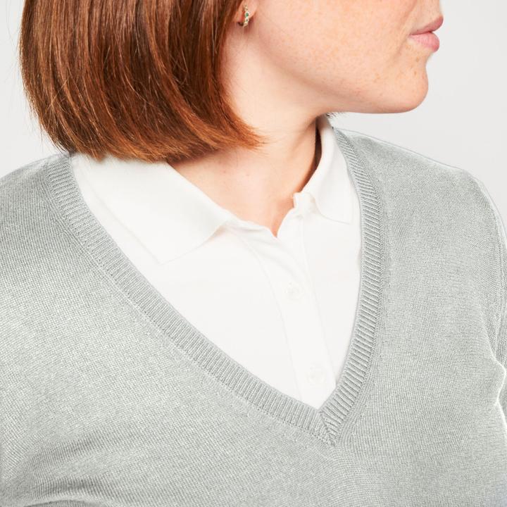 Actual product image Inesis Ladies golf pullover V-neck cotton - CW 100 grey