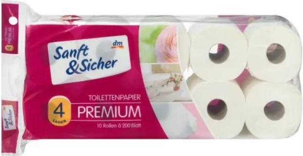 dm Sanft&Sicher Toilet paper Premium 4-ply (10x200 sheets) (10 x)