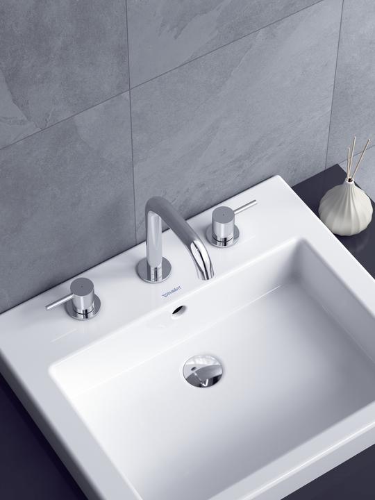 Produktbild Duravit Circle 3-Loch Waschtischarmatur, Ausladung 140 mm, mit Ablaufgarnitur, Chrom, CE1060005010