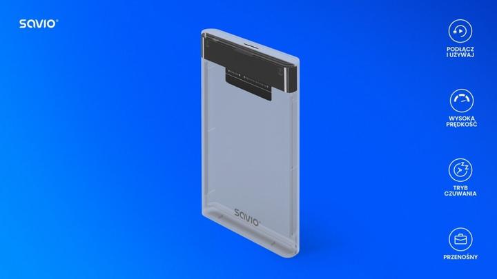 Immagine prodotto Savio 2,5 custodia esterna per HDD/SSD USB 3.0 trasparente AK-66 (2.5")