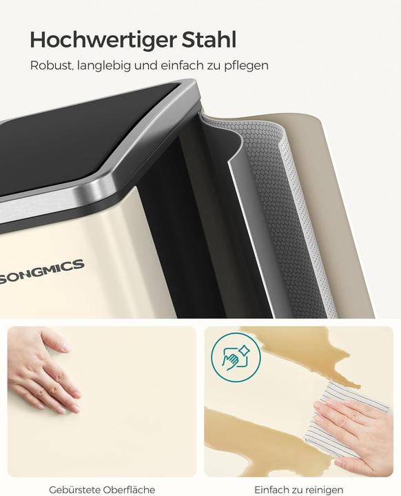 Immagine prodotto Songmics LTB30A02 Mülleimer, 2x15 Liter, Softclose-Deckel (30 l)