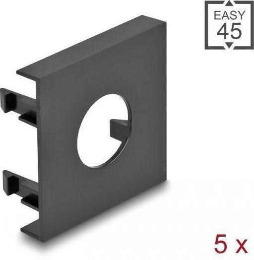 Actual product image Delock Easy 45 module bezel hole cutout Ø 19.2 mm, 45 x 45 mm 5 pieces black